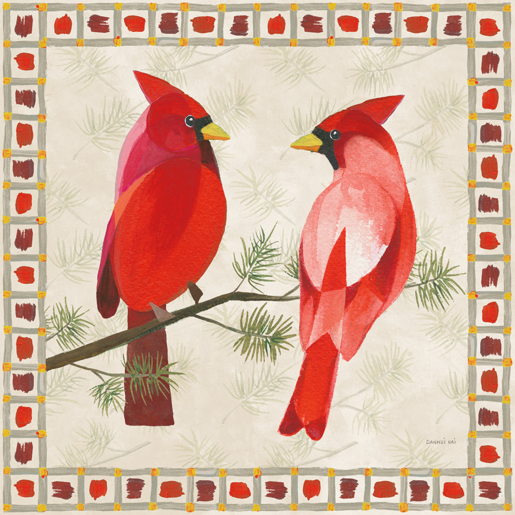 Reproduction of Festive Birds Two Cardinals by Danhui Nai - Wall Decor Art