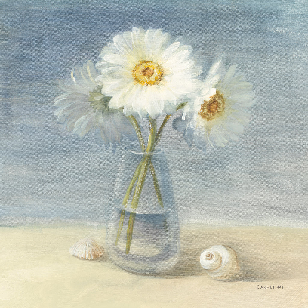 Reproduction of Daisies and Shells by Danhui Nai - Wall Decor Art