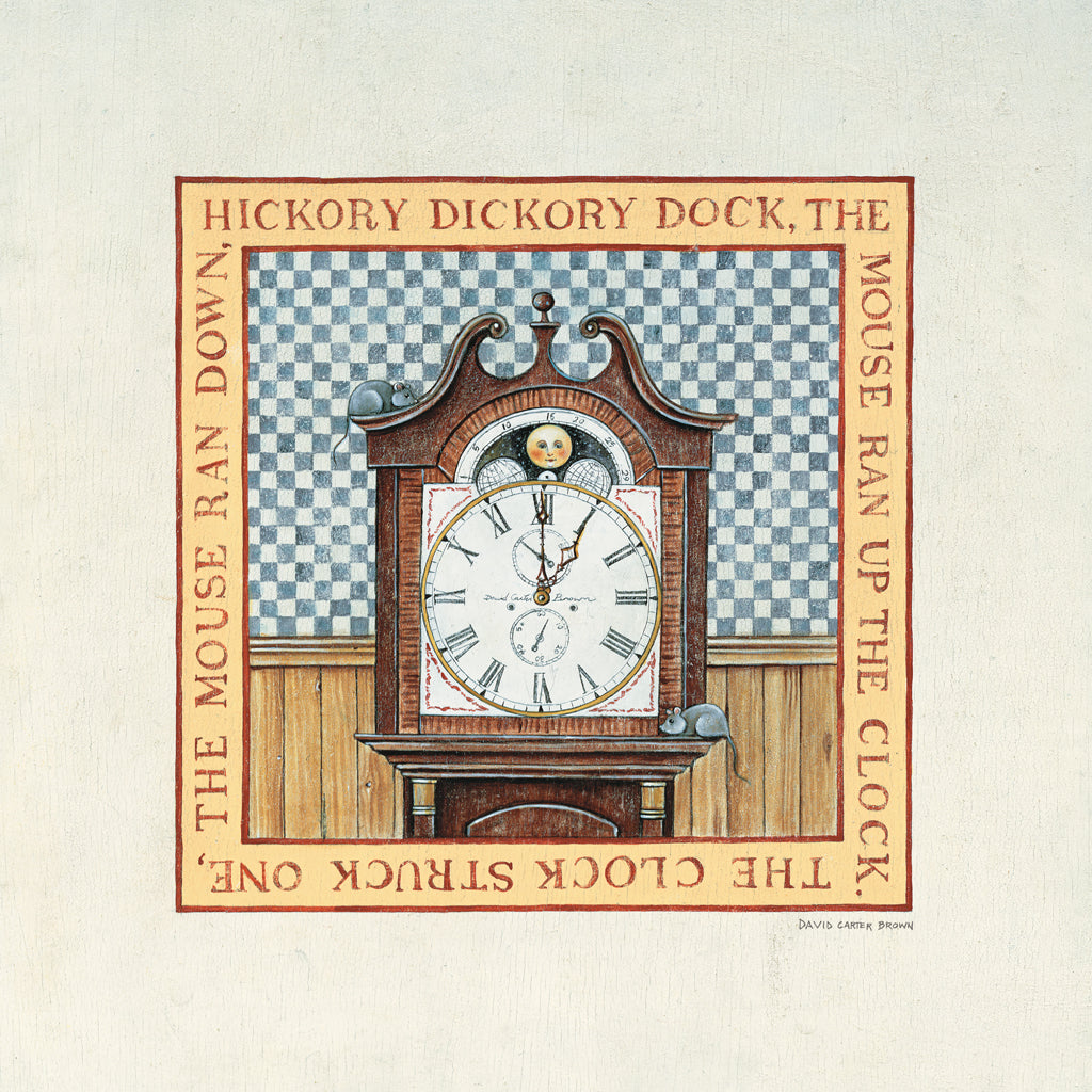 Reproduction of Hickory Dickory Dock by David Carter Brown - Wall Decor Art