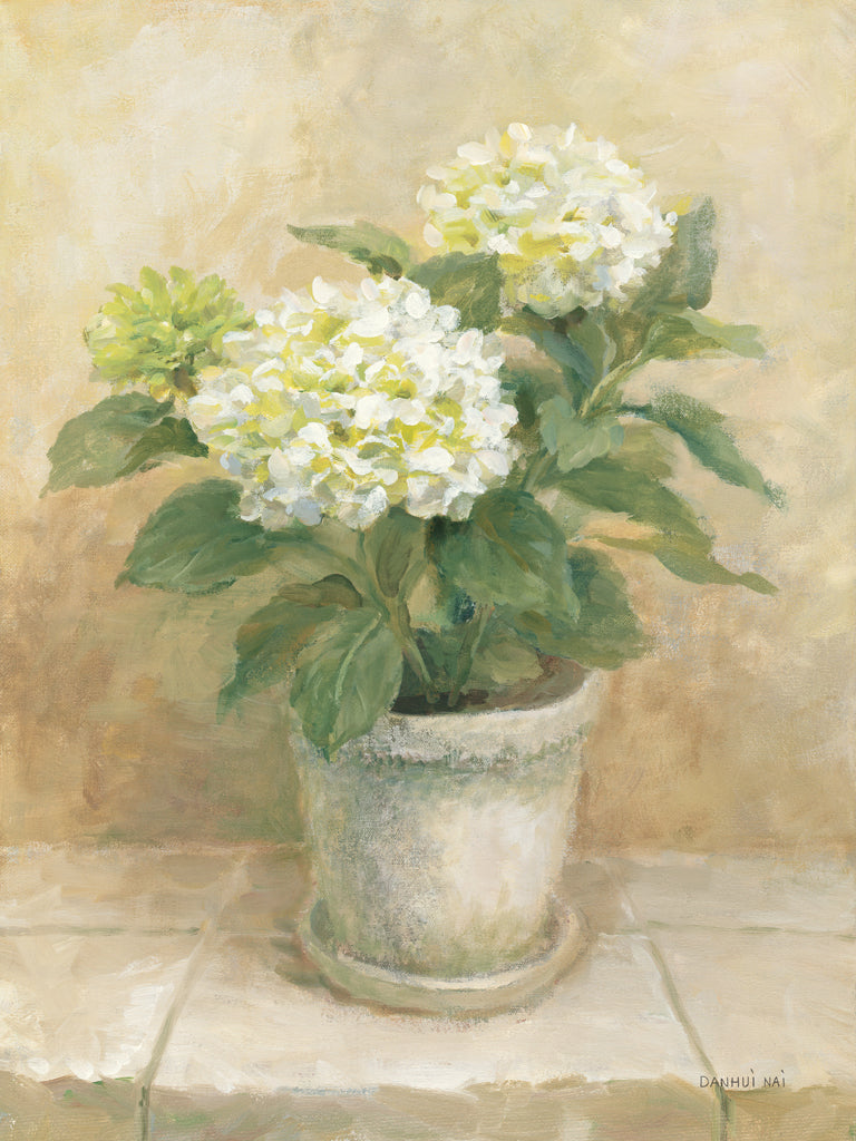 Reproduction of Pot of White Hydrangea by Danhui Nai - Wall Decor Art