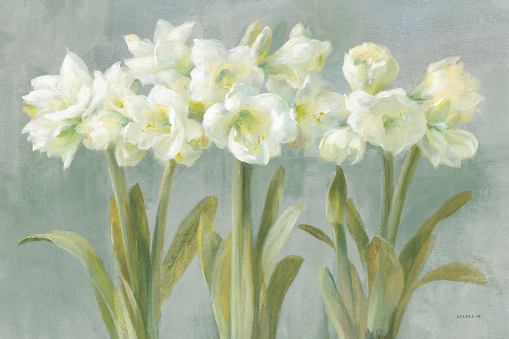 Reproduction of White Amaryllis by Danhui Nai - Wall Decor Art