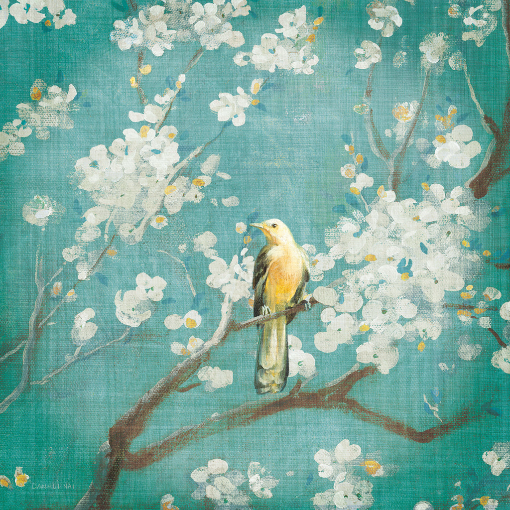 Reproduction of White Cherry Blossoms I on Blue Aged by Danhui Nai - Wall Decor Art