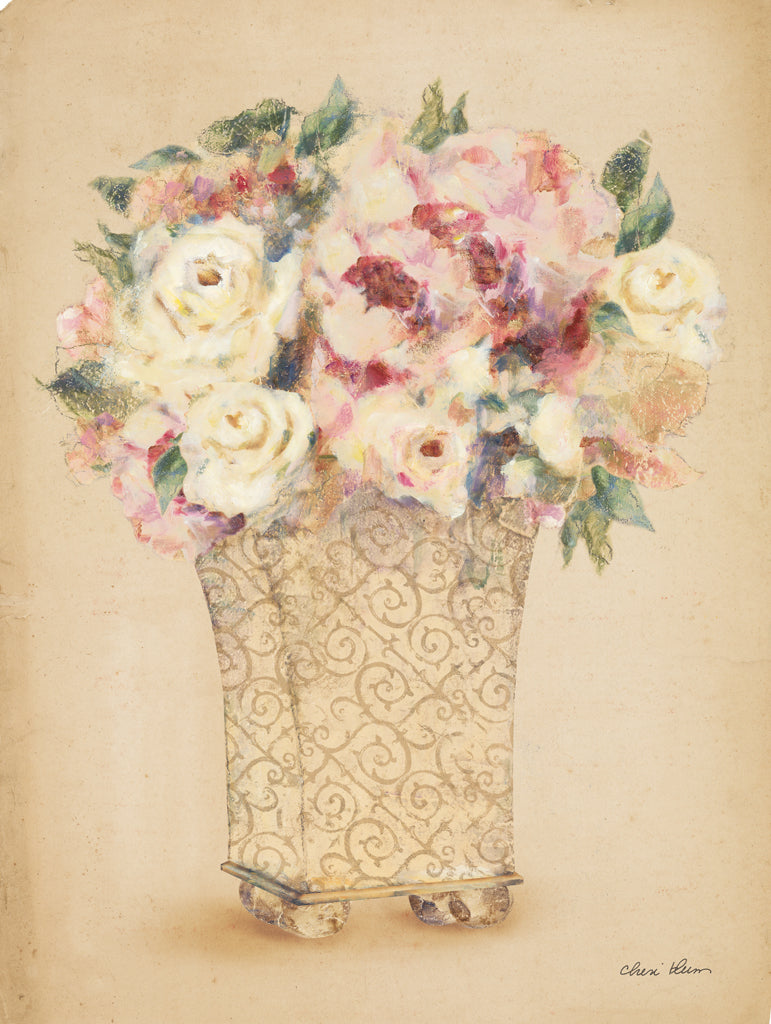 Reproduction of Roses in Painted Vase II by Cheri Blum - Wall Decor Art