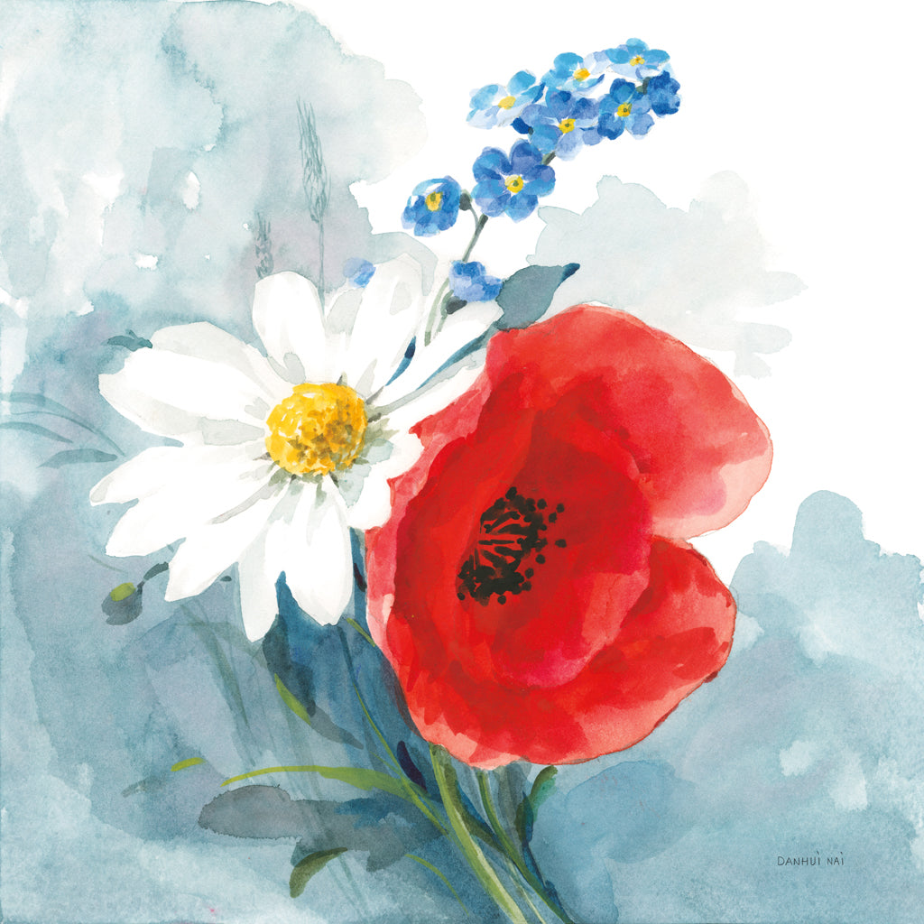 Reproduction of Red White and Bloom by Danhui Nai - Wall Decor Art