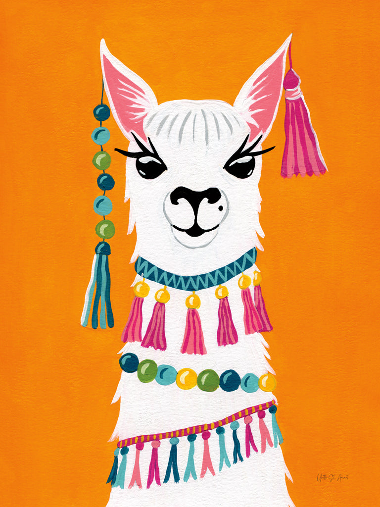 Reproduction of Festive Llama by Yvette St. Amant - Wall Decor Art