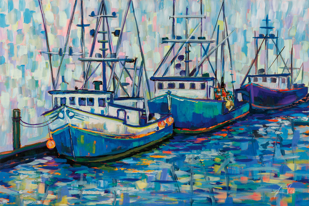 Reproduction of Boats in Harbor v2 by Jeanette Vertentes - Wall Decor Art