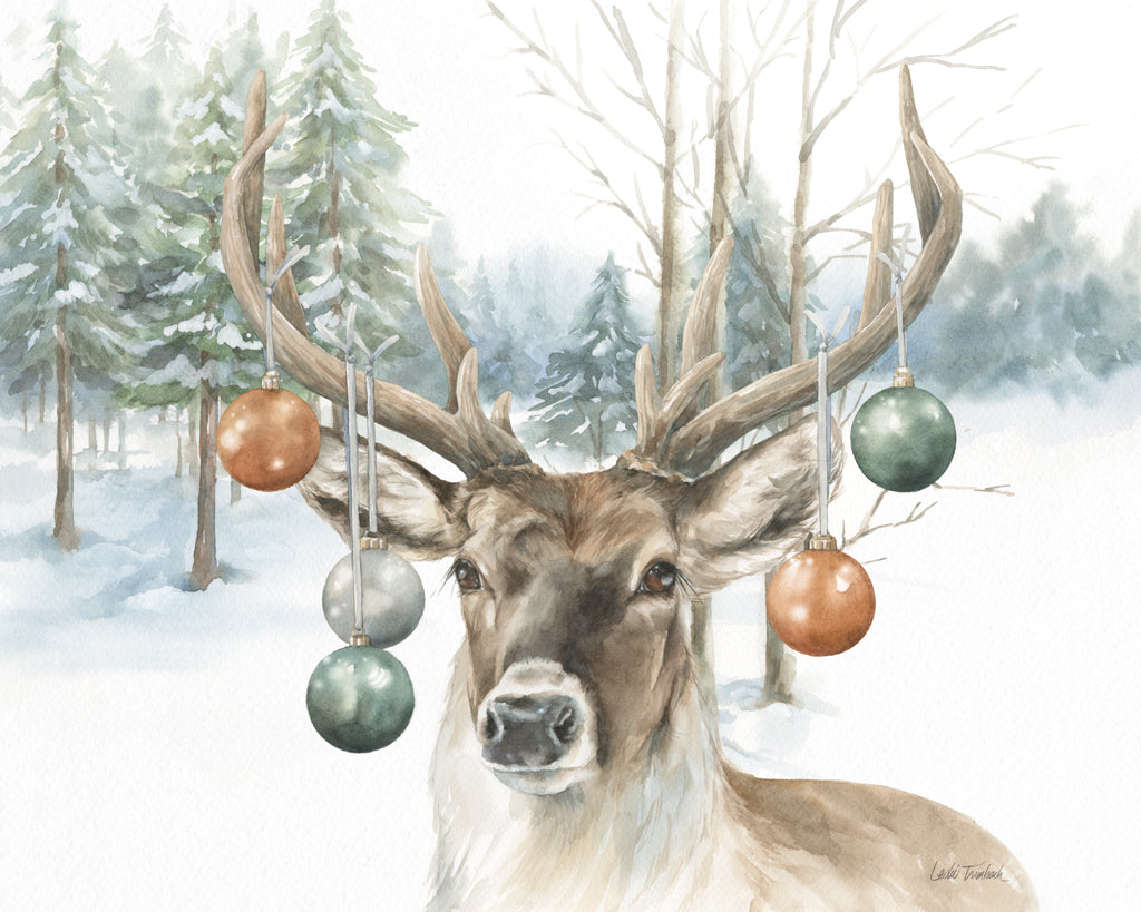 Reproduction of Christmas Deer by Leslie Trimbach - Wall Decor Art