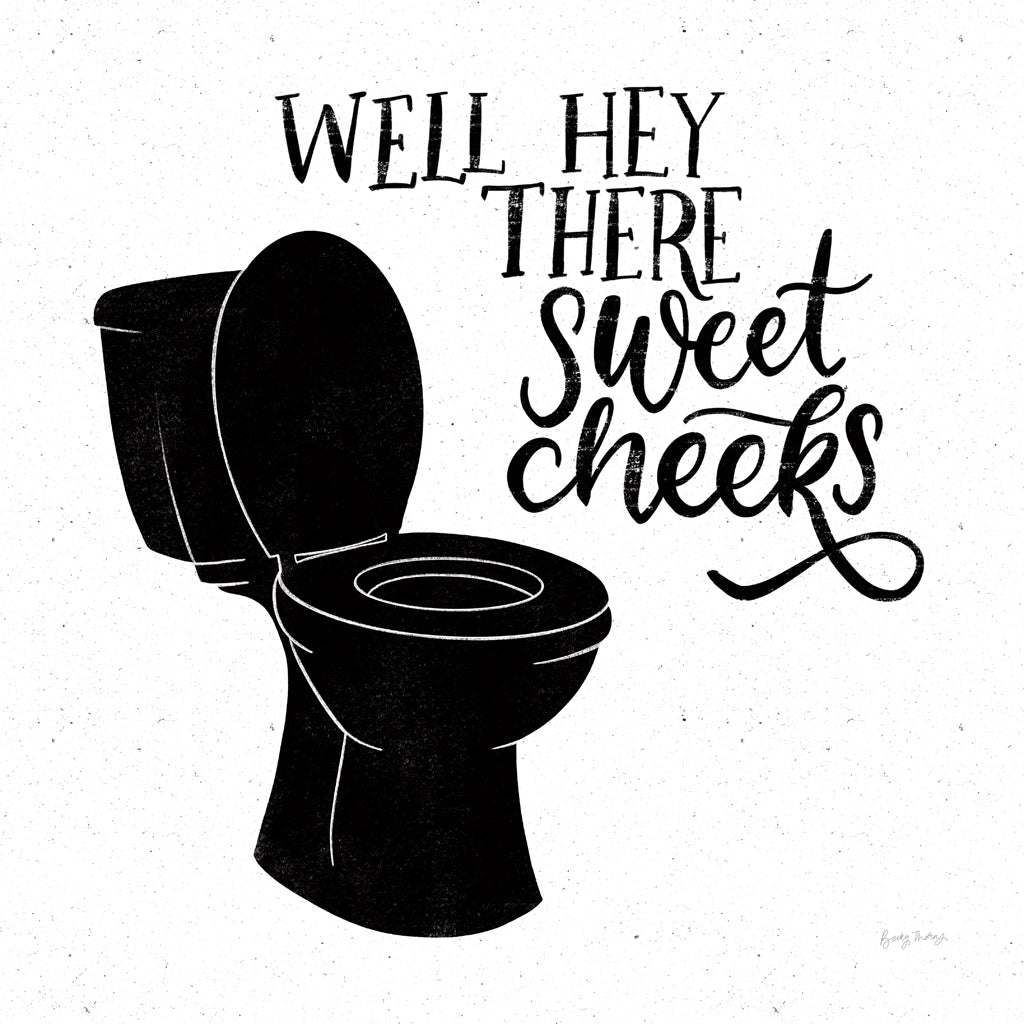 Reproduction of Bathroom Puns III Black Sq by Becky Thorns - Wall Decor Art