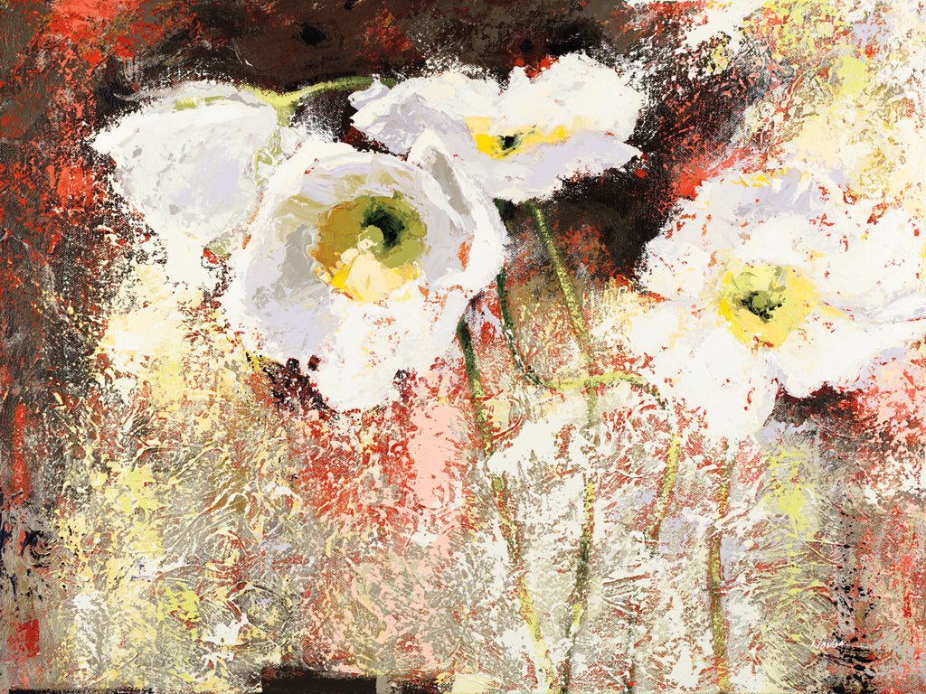 Reproduction of White Russian Poppies by Shirley Novak - Wall Decor Art