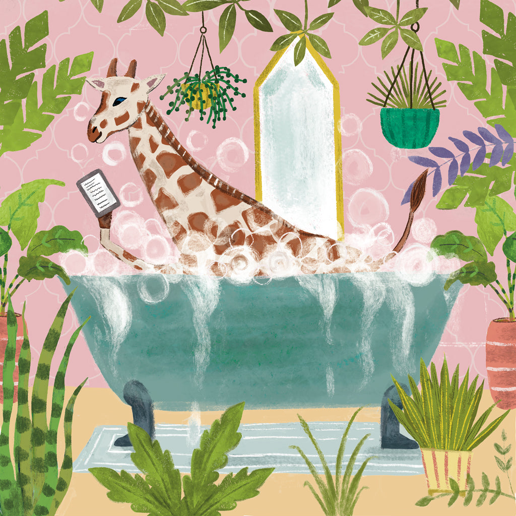 Reproduction of Giraffe in Tub No Drink by Farida Zaman - Wall Decor Art