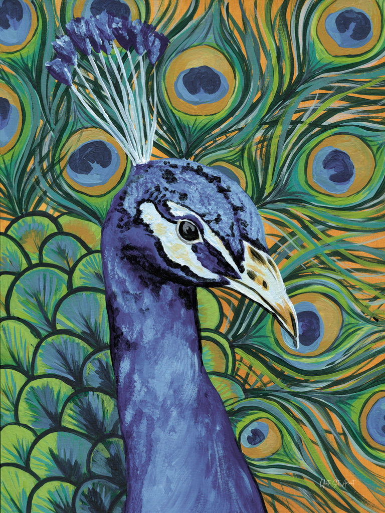 Reproduction of Peacock Profile Muted by Yvette St. Amant - Wall Decor Art