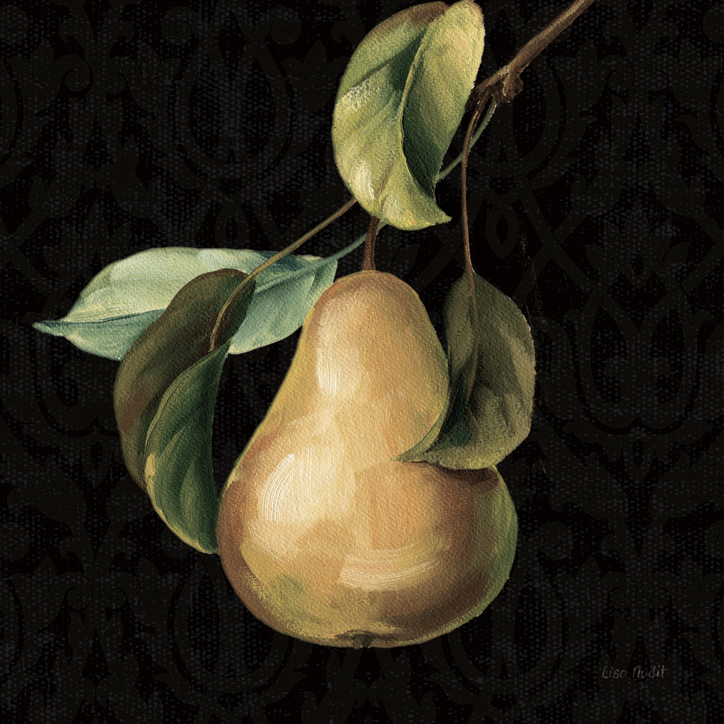 Reproduction of Fruit du Marche Pear on Black by Lisa Audit - Wall Decor Art