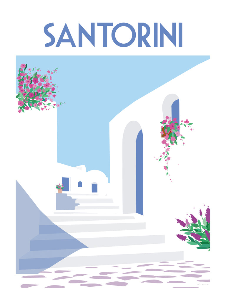 Reproduction of Santorini Poster II by Omar Escalante - Wall Decor Art