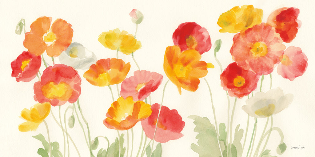 Reproduction of Bright Poppies III by Danhui Nai - Wall Decor Art