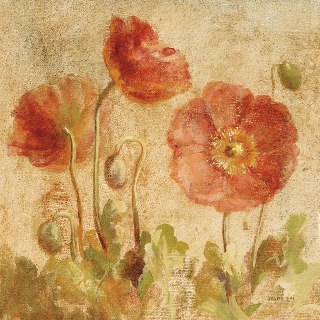 Reproduction of Summer Poppies I by Danhui Nai - Wall Decor Art