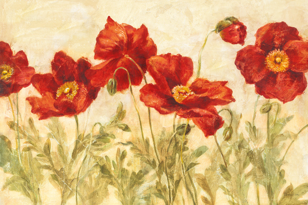 Reproduction of Red Poppies by Danhui Nai - Wall Decor Art