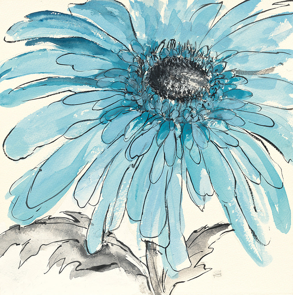 Reproduction of Gerbera Blue III by Chris Paschke - Wall Decor Art