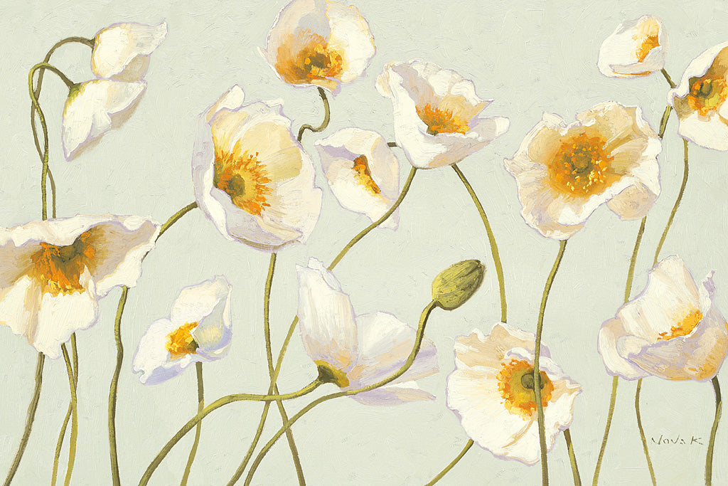 Reproduction of White and Bright Poppies by Shirley Novak - Wall Decor Art