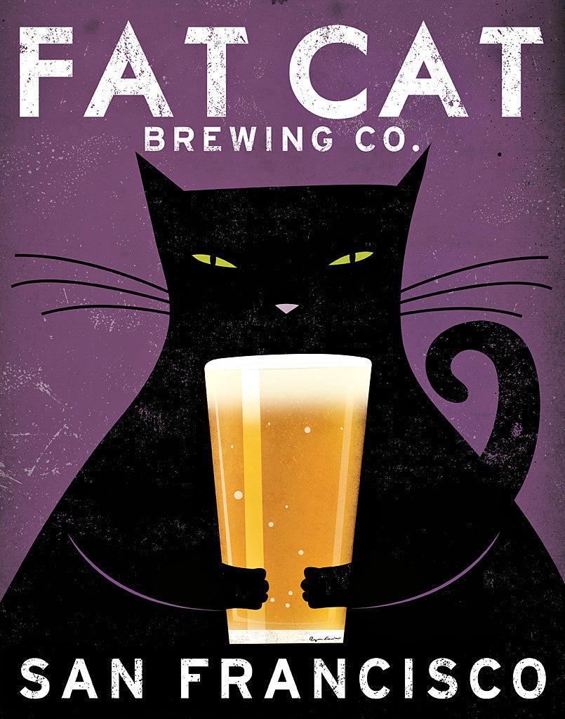 CUSTOM Fat outlet Cat Brewing Company Black Cat Graphic Art Illustration giclee print SIGNED