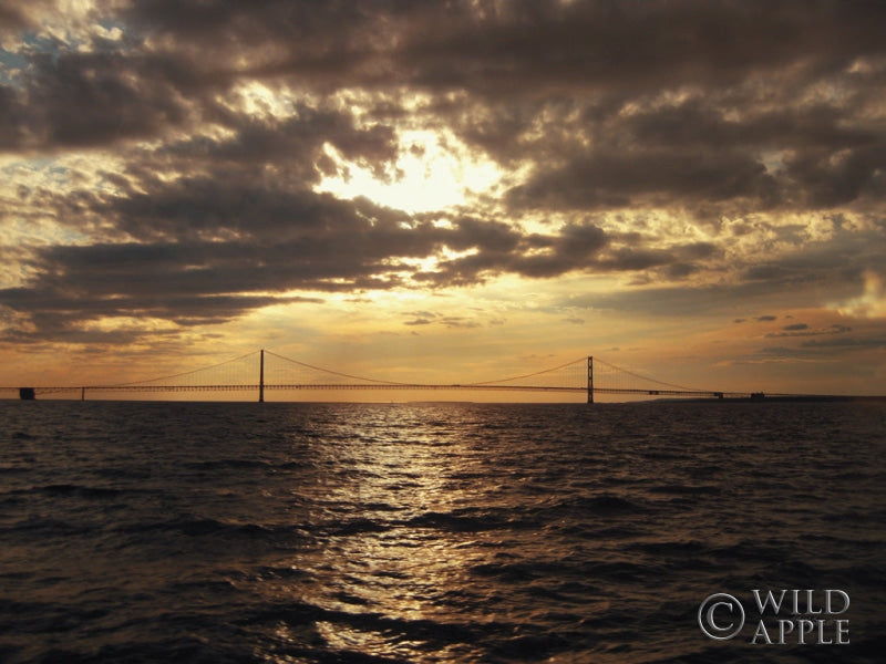 Reproduction of Mackinac Bridge Sunset by Laura Marshall - Wall Decor Art