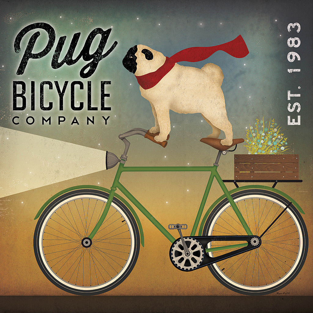 Reproduction of Pug on a Bike by Ryan Fowler - Wall Decor Art