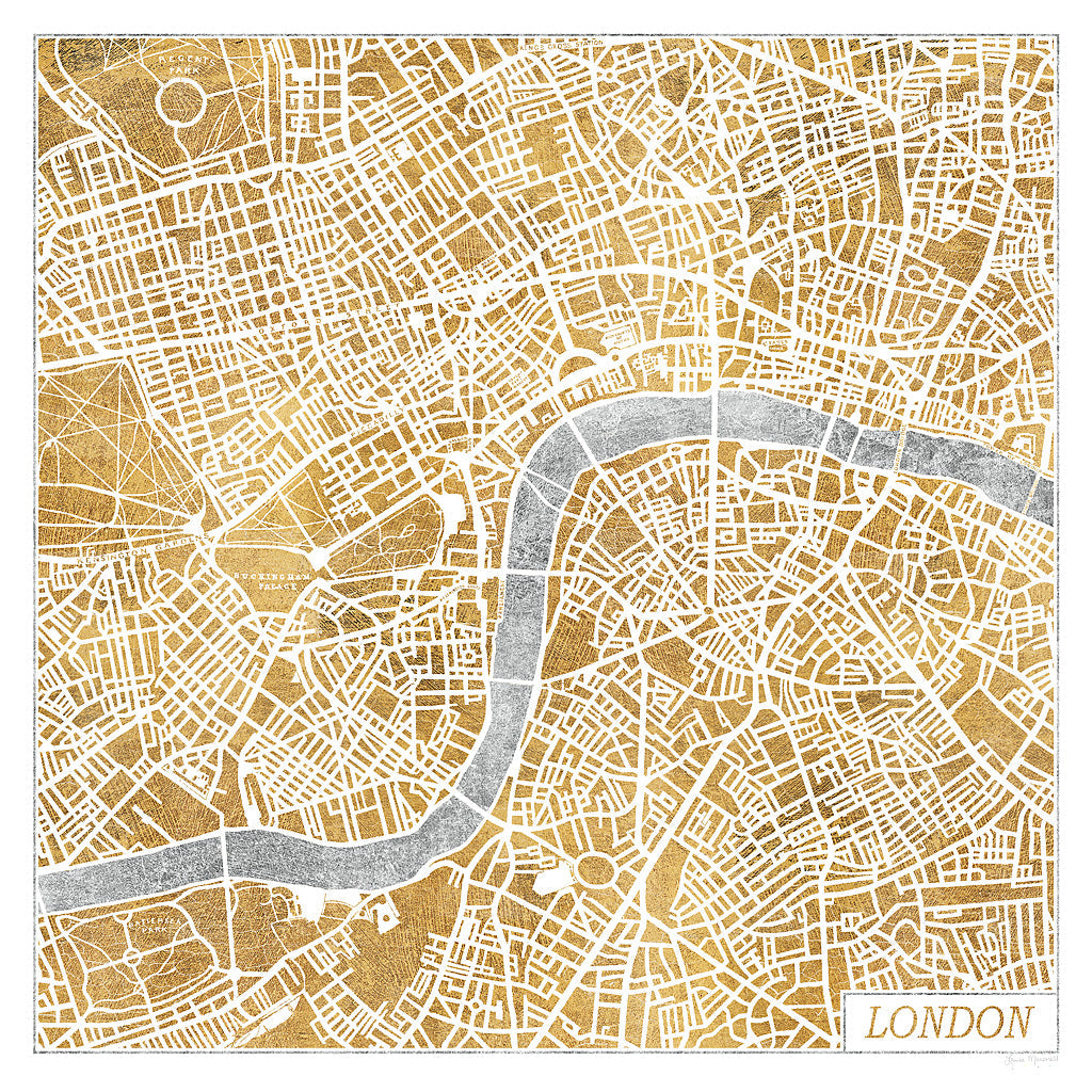 Reproduction of Gilded London Map by Laura Marshall - Wall Decor Art