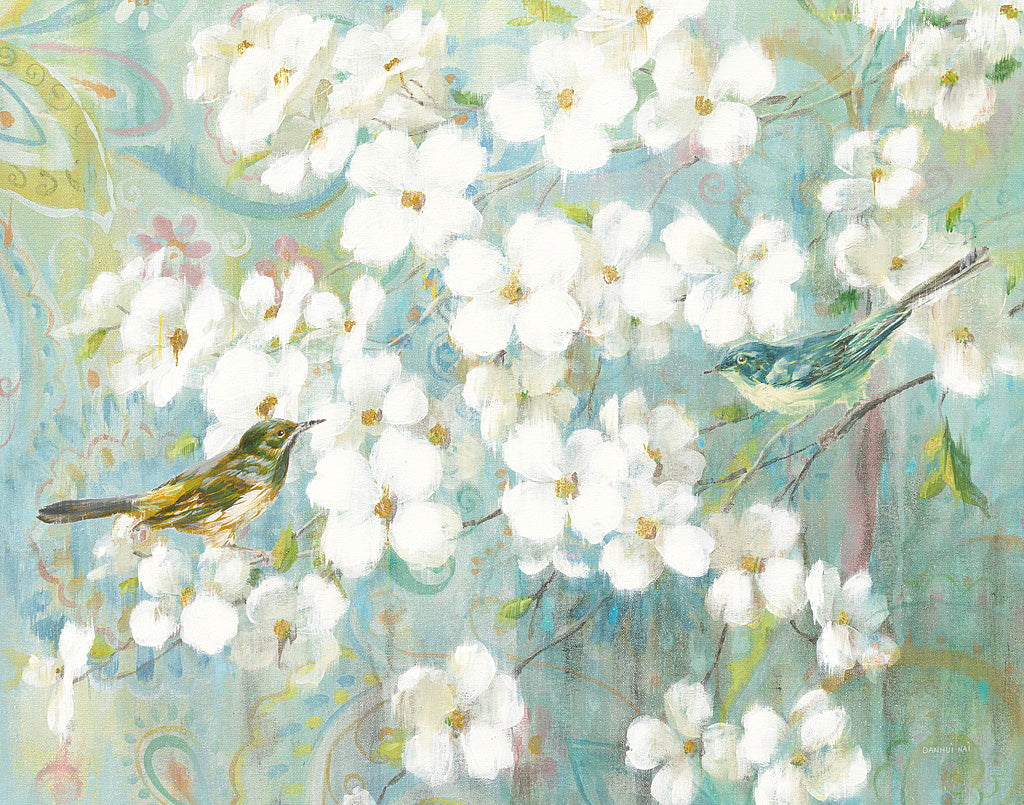 Reproduction of Spring Dream II Teal Bird by Danhui Nai - Wall Decor Art