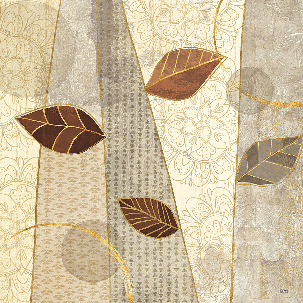 Reproduction of Bohemian Leaves II Neutral by Veronique Charron - Wall Decor Art