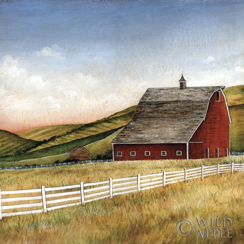 Reproduction of Old Red Barn by David Carter Brown - Wall Decor Art