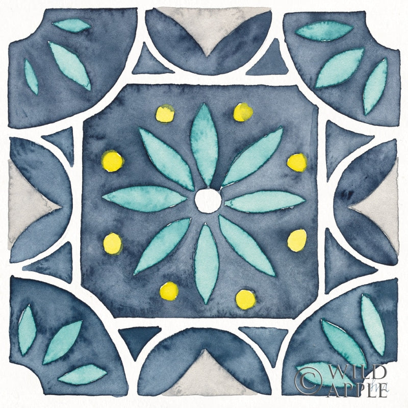 Reproduction of Garden Getaway Tile VIII Blue by Laura Marshall - Wall Decor Art