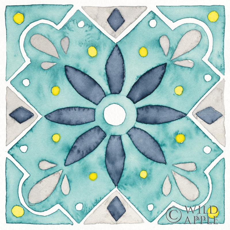 Reproduction of Garden Getaway Tile V Teal by Laura Marshall - Wall Decor Art