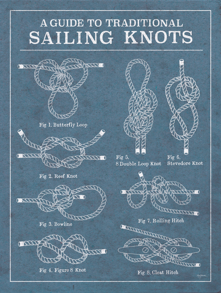 Reproduction of Vintage Sailing Knots I no Wood by Mary Urban - Wall Decor Art