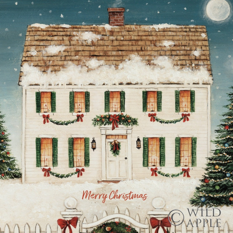 Reproduction of Merry Lil House Sq Merry Christmas by David Carter Brown - Wall Decor Art