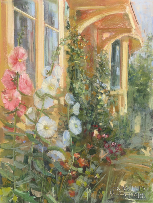 Reproduction of Summer Hollyhocks by Carol Rowan - Wall Decor Art