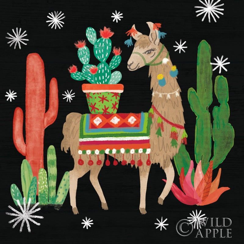 Reproduction of Lovely Llamas III Christmas Black by Mary Urban - Wall Decor Art