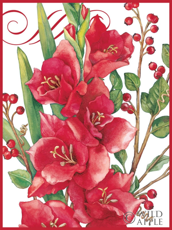 Reproduction of Flowers and Berries Gladiolas by Beth Grove - Wall Decor Art