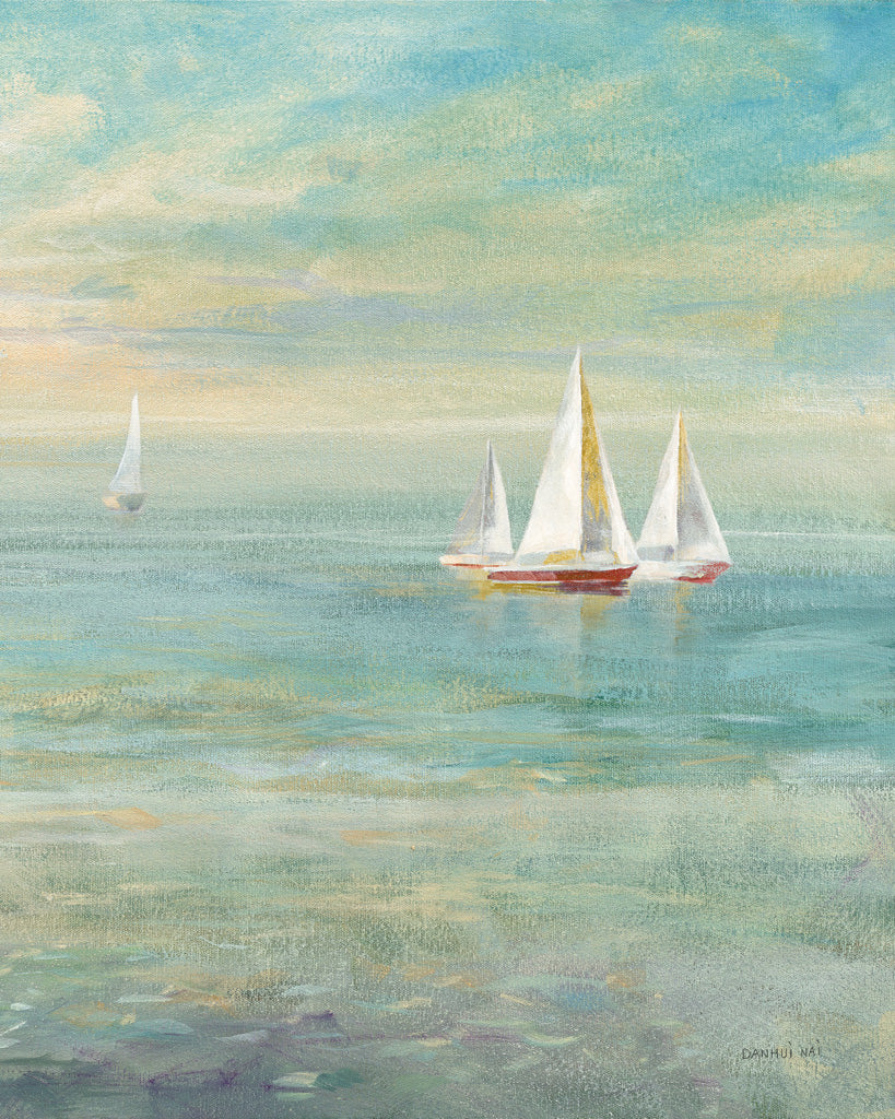 Reproduction of Sunrise Sailboats II Nautical by Danhui Nai - Wall Decor Art