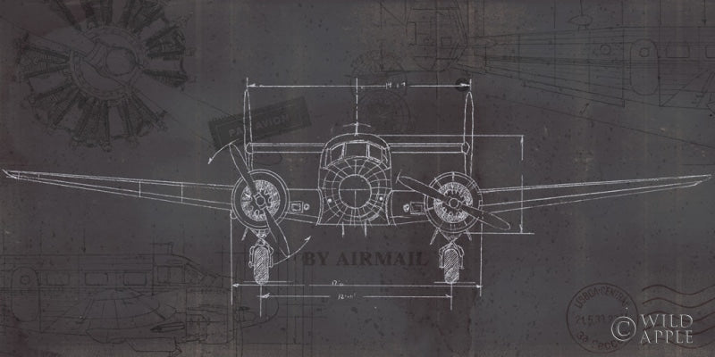 Reproduction of Plane Blueprint IV Wings by Marco Fabiano - Wall Decor Art