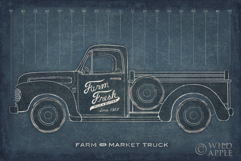 Reproduction of Farm Truck Blueprint by Sue Schlabach - Wall Decor Art