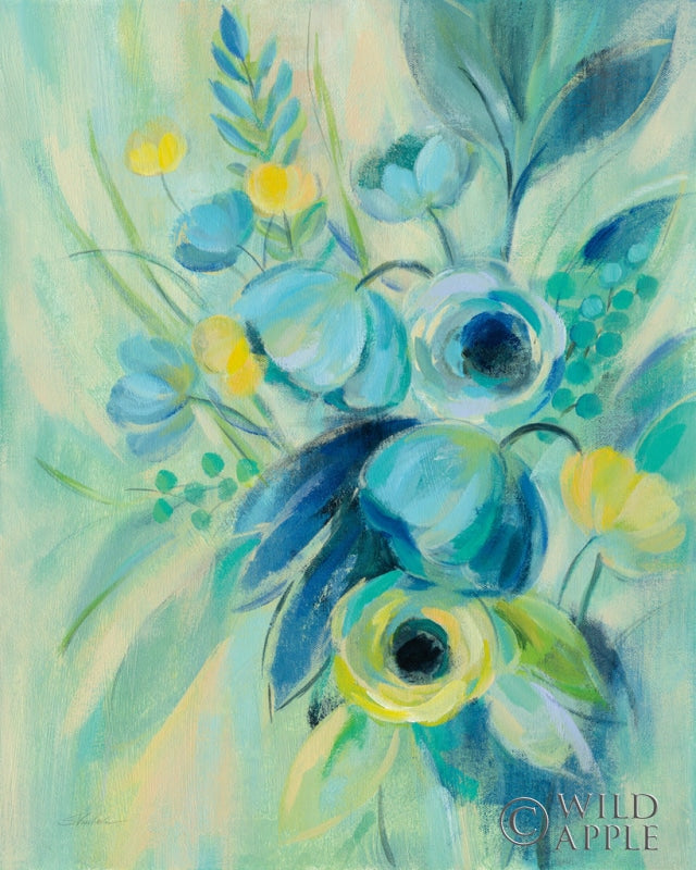 Reproduction of Elegant Blue Floral II by Silvia Vassileva - Wall Decor Art