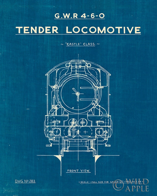 Reproduction of Locomotive Blueprint II by Wild Apple Portfolio - Wall Decor Art