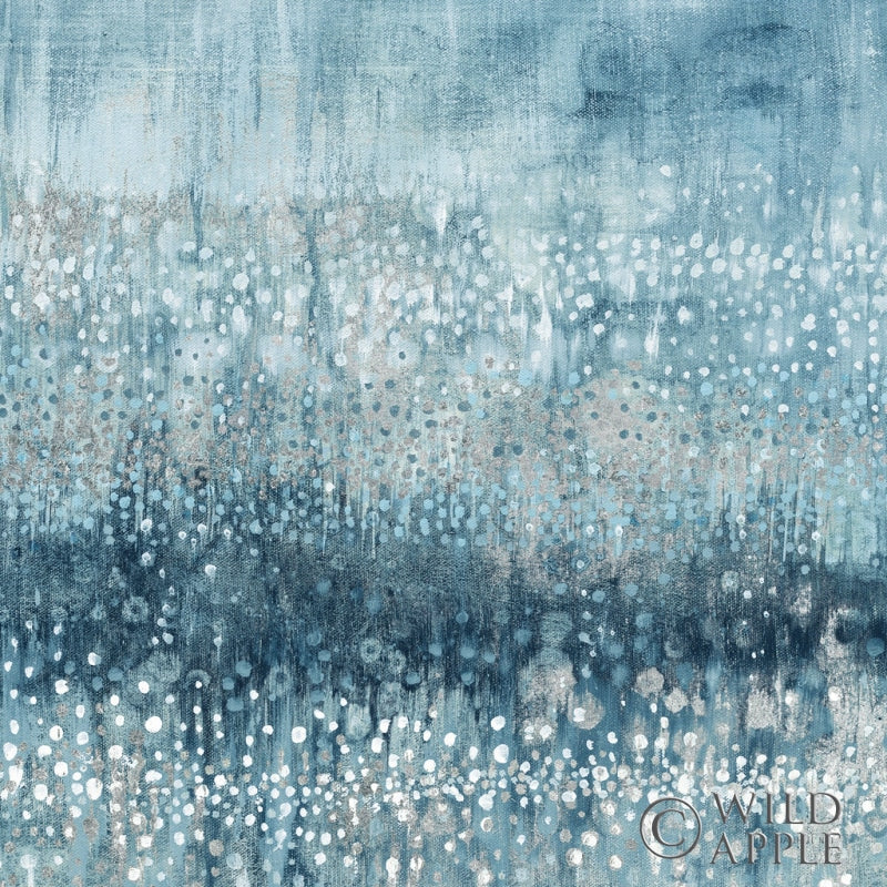 Reproduction of Rain Abstract IV Blue Silver by Danhui Nai - Wall Decor Art