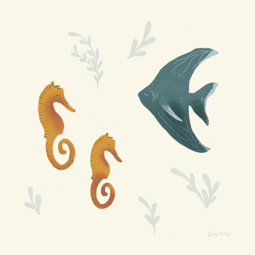 Reproduction of Ocean Life Seahorses by Becky Thorns - Wall Decor Art