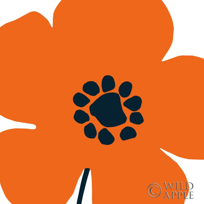 Reproduction of Pop Art Floral I Orange by Wild Apple Portfolio - Wall Decor Art