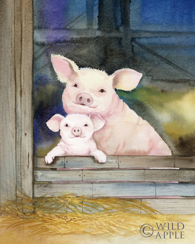 Reproduction of Farm Family Pigs by Kathleen Parr McKenna - Wall Decor Art