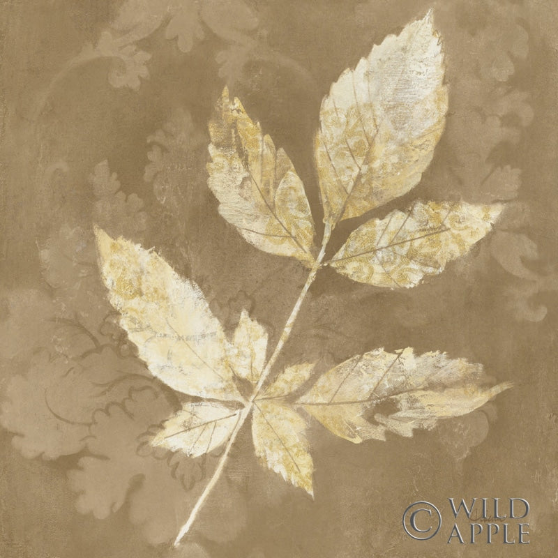 Reproduction of Autumn Leaves White on Taupe II by Albena Hristova - Wall Decor Art