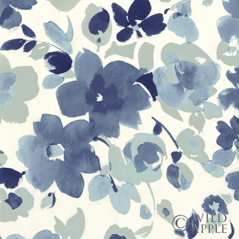 Reproduction of Soft Blue Florals II by Wild Apple Portfolio - Wall Decor Art