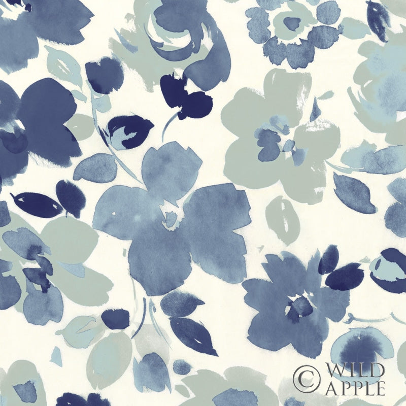 Reproduction of Soft Blue Florals III by Wild Apple Portfolio - Wall Decor Art