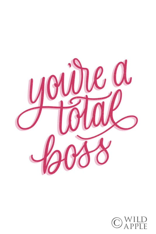 Reproduction of Total Boss White and Pink by Becky Thorns - Wall Decor Art