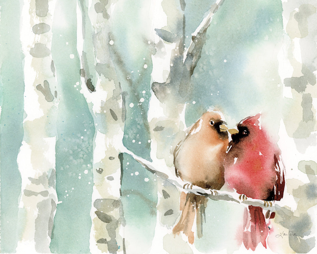 Reproduction of Christmas Cardinals by Katrina Pete - Wall Decor Art